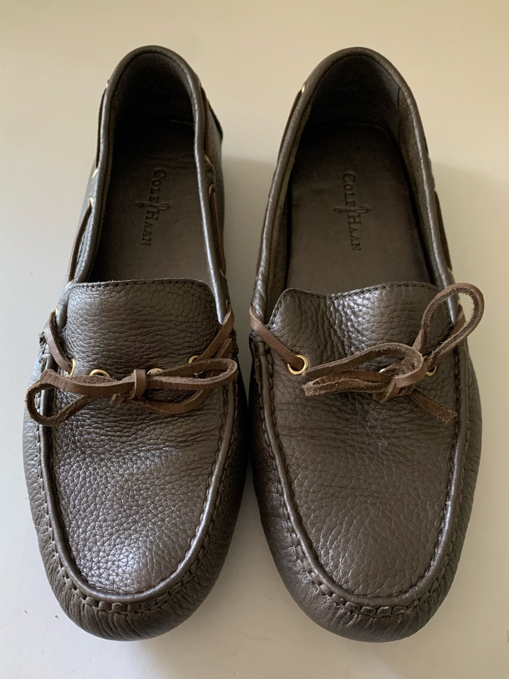 Cole Haan Women’s Metallic Gunmetal Gray Driving Moccasin Loafers, 6.5B